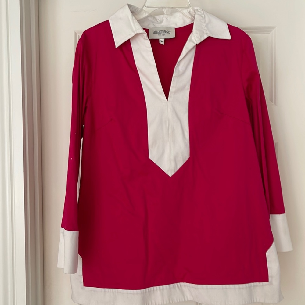 Elizabeth McKay Hot Pink & White Tunic Size 10